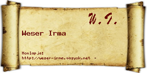 Weser Irma névjegykártya